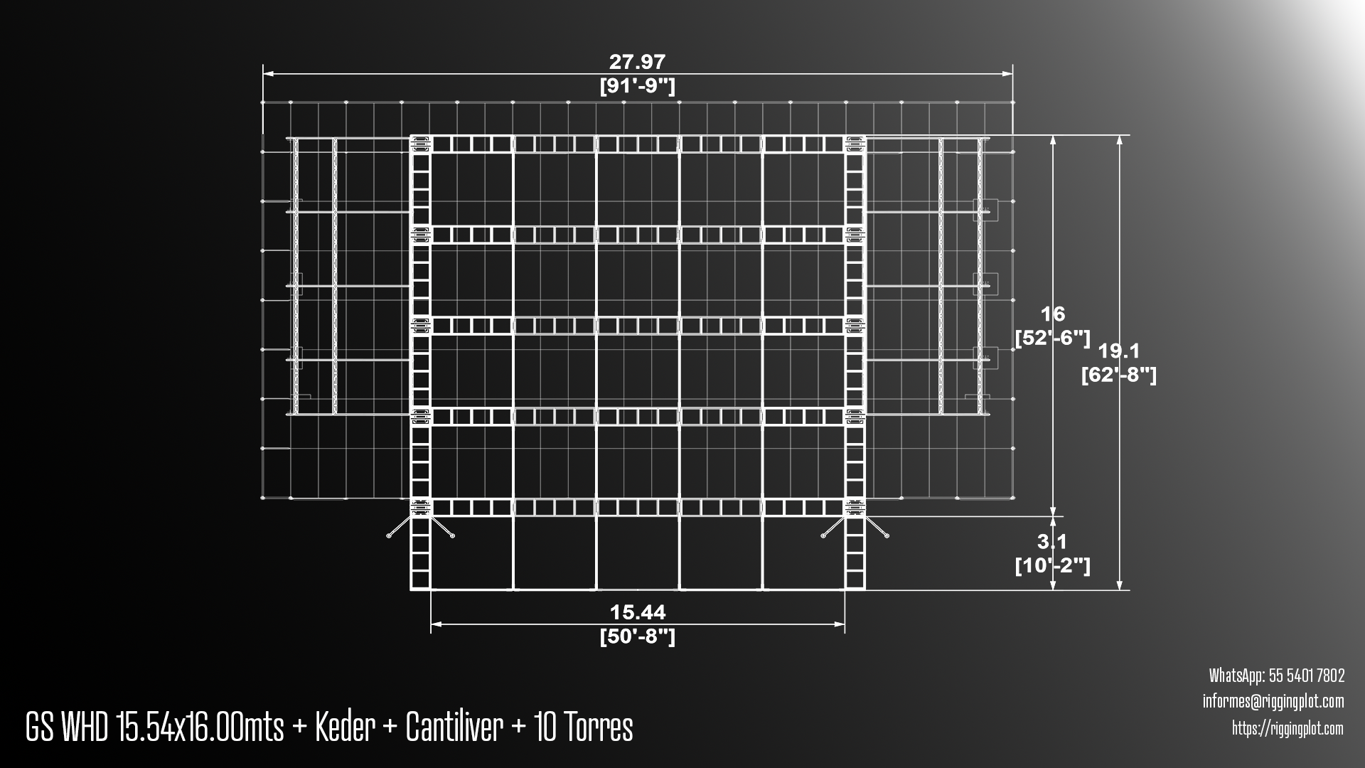 RENTA DE GROUND SUPPORT WHD 18.50X12.20MTS CON CANTILIVER DE 16 TORRES MÉRIDA
